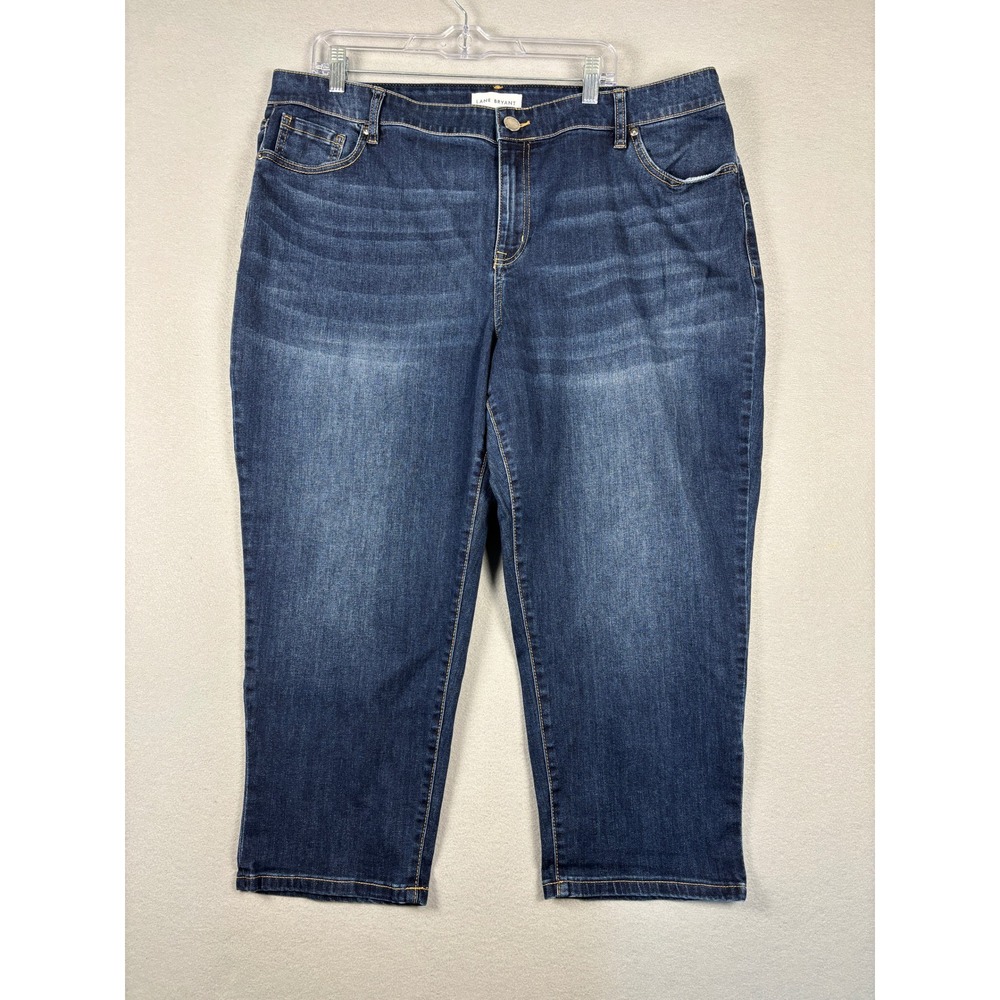 Lane Bryant Flex Magic Waistband Mid-Rise Boyfriend Capri 18 Dark Indigo Blue